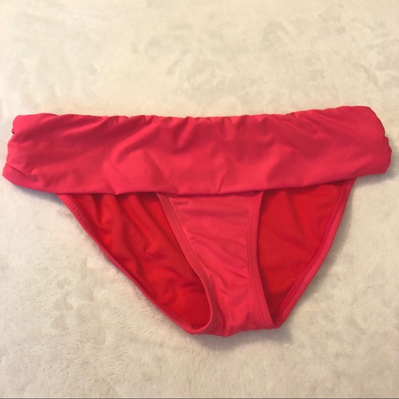 🎁Bundle 4 Free! Old Navy Pink Fold Over Waist Bikini Bottoms Size Small - Picture 1 of 10